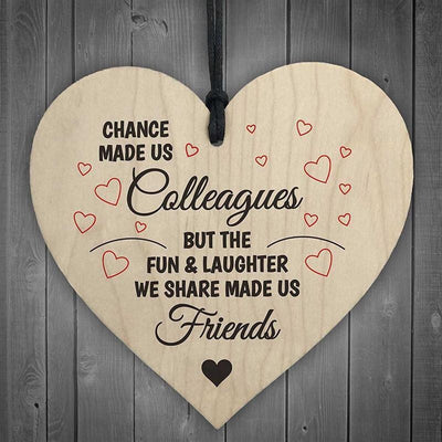 Chance Made Us Colleagues Heart Sign Friendship Gift Sign Chic Heart Birthday Wooden Craftwork - goldylify.com