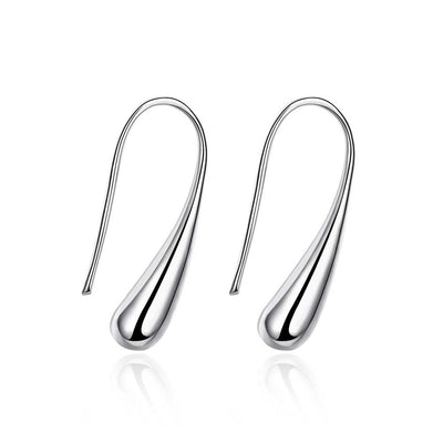 Water Drop Modeling Silver Ear Hook Earrings - goldylify.com