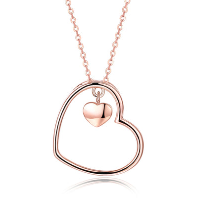 S925 Pure Silver Heart Necklace Simple Rose Gold Pure Silver Necklace - goldylify.com