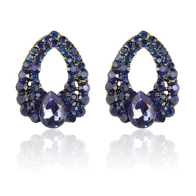 Women Fashion Jewelry Navy Blue Crystal Earrings - goldylify.com
