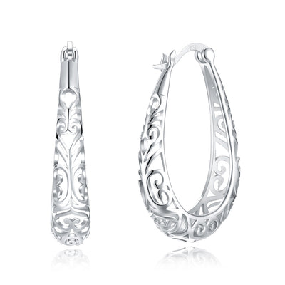S925 Electroplated Hollow Out Simple Pure Silver Earrings - goldylify.com