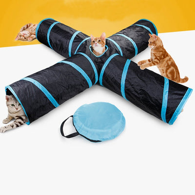 Waterproof Folding 4 Way Pet Tunnel Toy Tunnel Tube for Cats Dogs Puppy Rabbits - goldylify.com