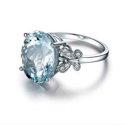 Fashion Natural Sea Blue Topaz Butterfly Ring - goldylify.com