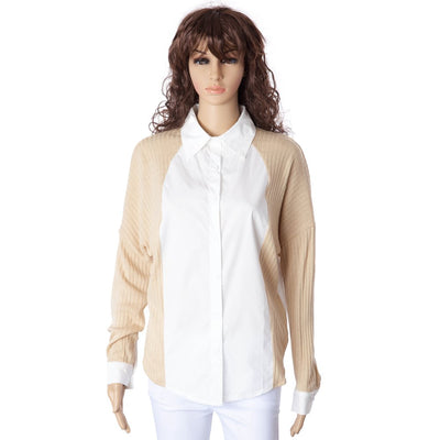 Casual Shirt Collar Long Sleeve Spliced Single-Breasted Women's Shirt - goldylify.com