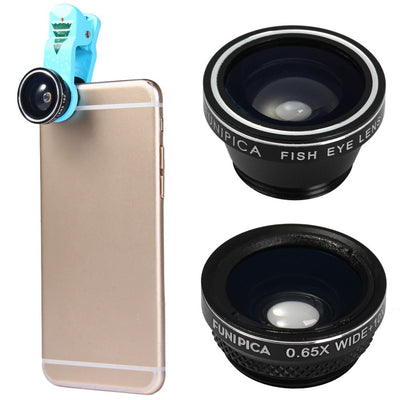 FUNIPICA Xmas Tree Multi-coating Glass 3-in-1 Fish Eye Macro 0.65X Wide Angle Lens for iPhone 6 Plus iPad Air Samsung Galaxy S6 Edge Notebook PC etc. - goldylify.com
