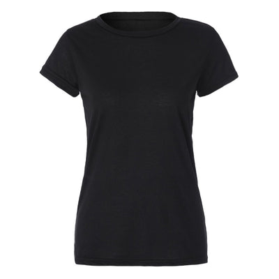Stylish Women's Hollow Out Back Round Collar Short Sleeve T-Shirt - goldylify.com