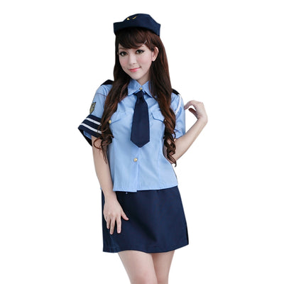 Sexy Shirt Collar Short Sleeve Blouse +Solid Color Wrapped Skirt Women's Cosplay Costume - goldylify.com