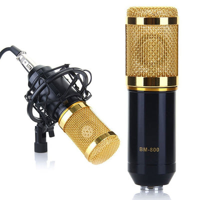 BM-800 Condenser Sound Recording Microphone and Plastic Shock Mount for Radio Broadcasting Studio Voice Recording - goldylify.com