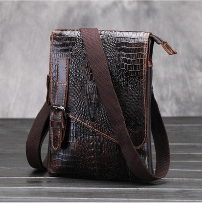 VINTAGE ALLIGATOR SKIN PATTERN GENUINE LEATHER MESSENGER BAG - goldylify.com