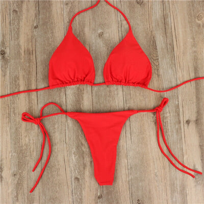 2019 Ladies Sexy Bikini Set 2pcs Sexy Summer Swimwear Bra Tie Side G-String Thong Beach Triangle Suit Swimsuit Hot Bathing Suit - goldylify.com