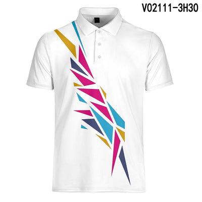 WAMNI Sport 3D Polo Tennis Quick Drying T Shirt Badminton Casual Geometric Turn-down Collar Male Streetwear Striped Polo-shirt - goldylify.com