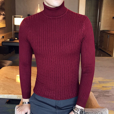 Winter High Neck Thick Warm Sweater Men Turtleneck Brand Mens Sweaters Slim Fit Pullover Men Knitwear Male Double collar - goldylify.com