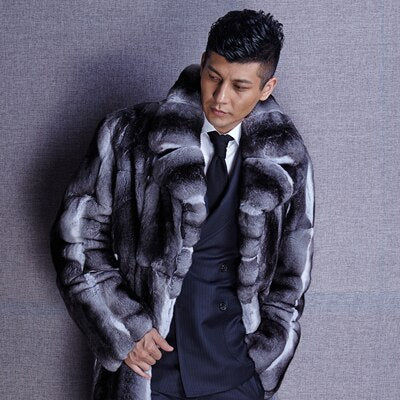 Genunie fur coats men's fashion top luxury chinchilla fur coat medium-long thick warm clothing genuine New Phoenix 1111D - goldylify.com