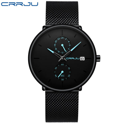 Men Watch CRRJU Top Brand Waterproof Quartz Wrist Watches Mens Stainless Steel Sports Male Clock Date Relogio Masculino - goldylify.com