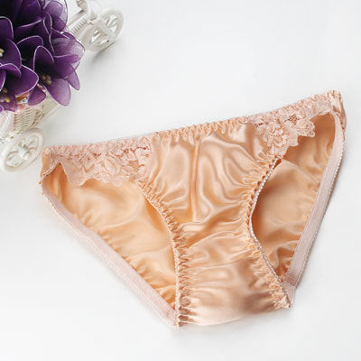 3pcs/lot women pure silk sexy panties 100% silk briefs for lady women with lace underwear high quality - goldylify.com
