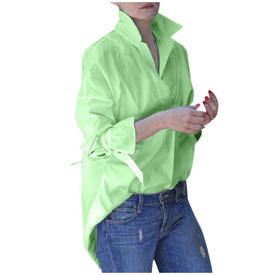Spring Long Sleeve tops Women Casual shirt top Lapel Shirt 2020 fashion Plain Print Blouse Plus size shirt tops blouses women - goldylify.com