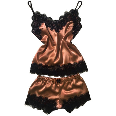 New Sexy Lace Satin Sleepwear Lingerie Tops Pajama Sets Bras Women Brief Sets Temptation Babydoll Underwear Nightdress #SH - goldylify.com