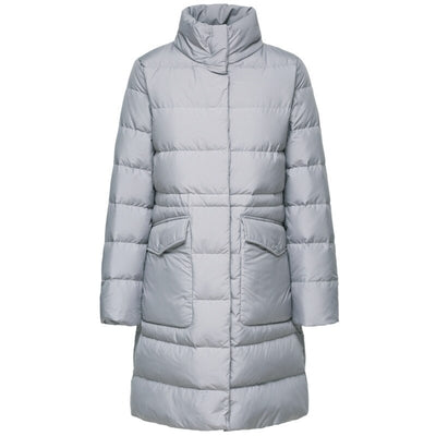 SEMIR Women Long Down Stand-up Collar Coat with Snap Pocket Zip and Snap Closure Down Filling Puffer Coat Silky Polyester Lined - goldylify.com