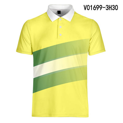 WAMNI Fashion Men Gradient 3D Polo Shirt Casual Vitality Sport Turn-down Collar Table Tennis Stripe Male Short Sleeve Polo-shirt - goldylify.com