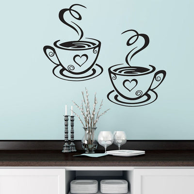 Creative Pair of Coffee Cup Wall Stickers - goldylify.com