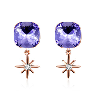 S925 M Bracket Earrings Purple - goldylify.com