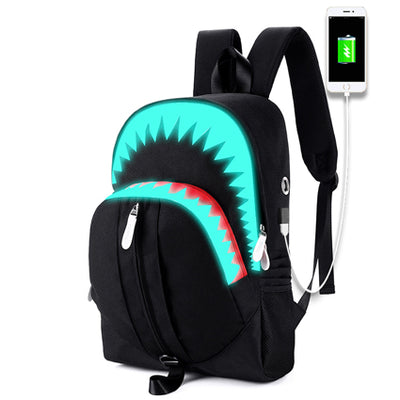 Luminous Shark USB Function Backpack - goldylify.com