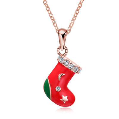 Christmas Drizzle Socks Necklace White/Rose Gold - goldylify.com