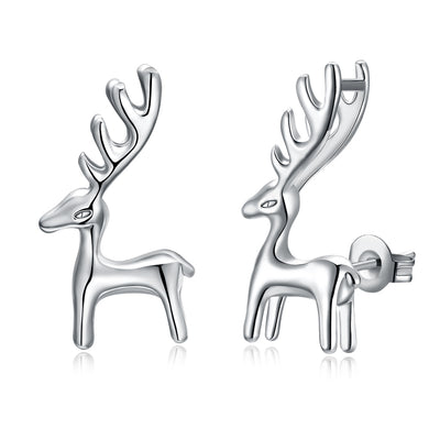 Christmas Deer Earrings Platinum Plated - goldylify.com