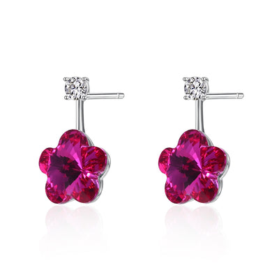 S925 Lovely Sterling Silver Pop Earrings Drop Red/Platinum Plated - goldylify.com