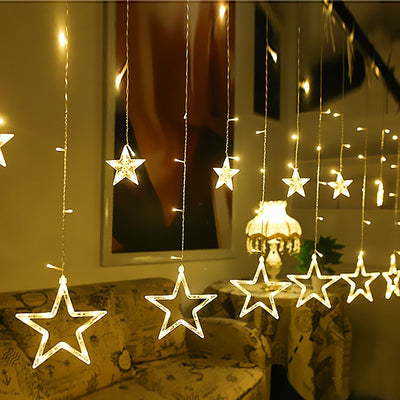 Twinkle 12 Stars LED Curtain String Window Curtain Lights for Christmas - goldylify.com