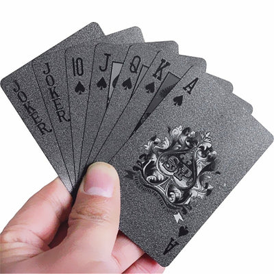 54PCS Durable Waterproof Black Gold Foil Poker Playing Card Deck Gift Board Game - goldylify.com