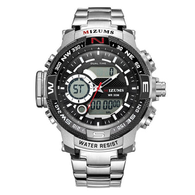Mizums Men Luxury Brand Dual Time Clock Fashion Stainless Steel Watch - goldylify.com