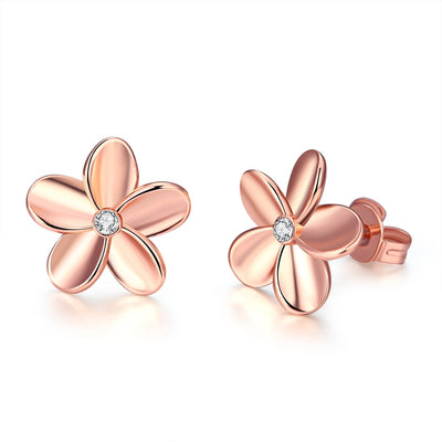 K Gold Europe and America Popular Simple Flower Earrings Plated Rose Gold - goldylify.com