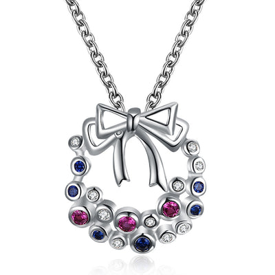 Christmas Zircon Necklace with A Bow - goldylify.com