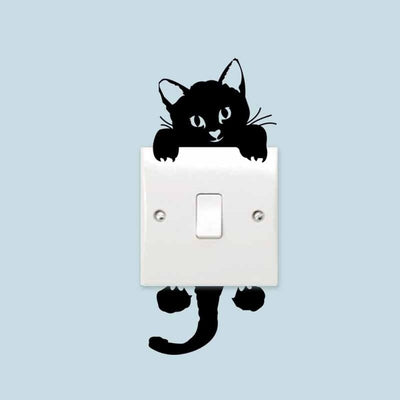Creative Room Switch Sticker Decoration Black Cartoon Cute Cat Waterproof 3pcs - goldylify.com