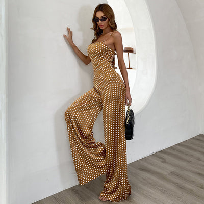 Sexy Spring And Summer Strapless Round Neck Jumpsuit Suspenders Jumpsuit
