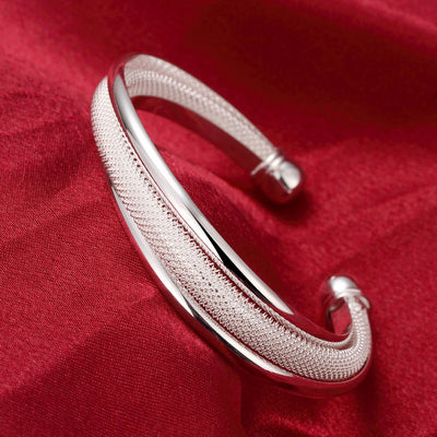 Diagonal Mesh Bracelet Fashion Modeling Silver Bracelet - goldylify.com