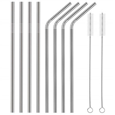 AEOFUN Stainless Steel Straws Reusable with Cleaning Brushes 10PCS / Set - goldylify.com