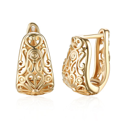 K Gold Zircon Earring Pattern Hollow Romantic Wind Earring Clip - goldylify.com