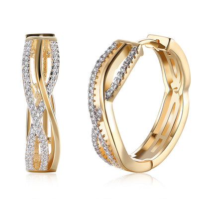 K Gold Zircon Earring Wire Stripe Diamond-Studded Romantic Wind Earring - goldylify.com