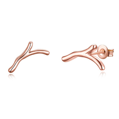 Christmas Antler Earrings with Rose Gold Studs - goldylify.com