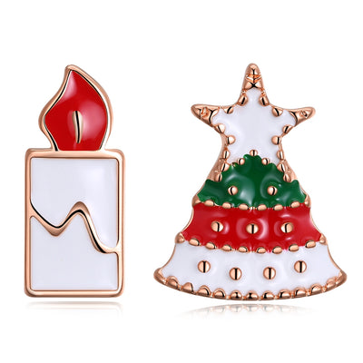Christmas Drops Christmas Tree Candle Earring Plated with Rose Gold - goldylify.com