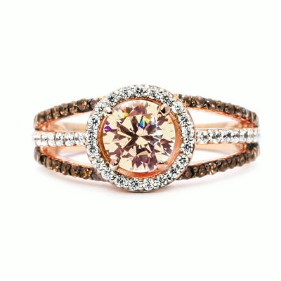 Luxury Exquisite Rose Gold Gemstone Diamond Charm Crystal Bride Princess Ring - goldylify.com