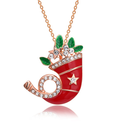 Christmas Dripping Oil Santa Hat Necklace White/Rose Gold - goldylify.com