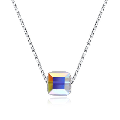 S925 Crystal Square Sterling Silver Necklace - goldylify.com