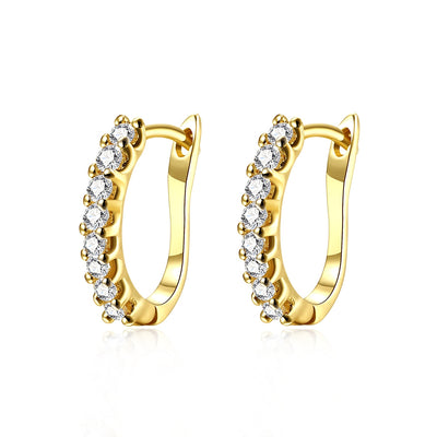 Fashion K Gold Fashion Diamond Set Earring Buckle Plated with Gold - goldylify.com