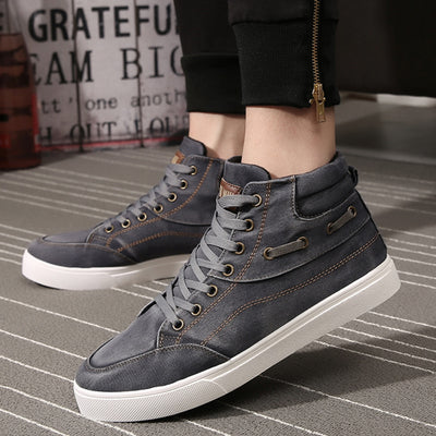 2020 summer breathable denim high-top shoes men Korean version of tide shoes casual sports men's classic canvas shoes - goldylify.com