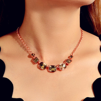 Fashion Red Square Gem Chain Necklace 1PC - goldylify.com