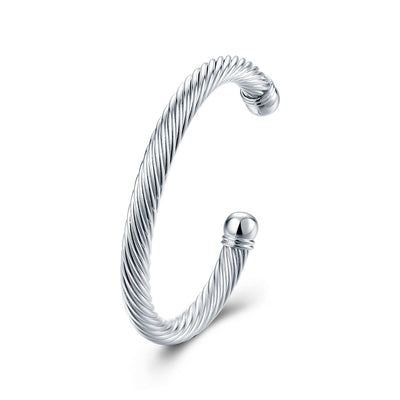 Male Twist Rope Bracelet Fashion Circular Shape Silver Bracelet - goldylify.com