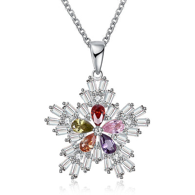 Christmas Colorful Zircon Necklace Fashion Women Trend Snow Necklace - goldylify.com